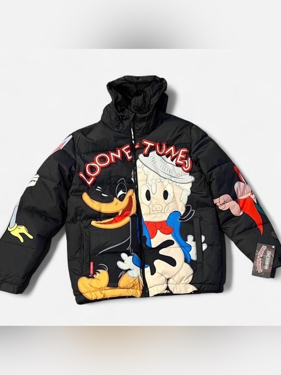 Members Only Other - NWT Members Only Black Puffer Jacket with Yellow, White and Red Looney Tunes Art